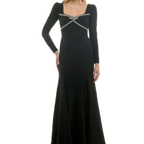 Taylor Dresses & Skirts - Taylor Women's Rhinestone-Trim Long-Sleeve Gown – Ebony Black (NWT, Size 14)